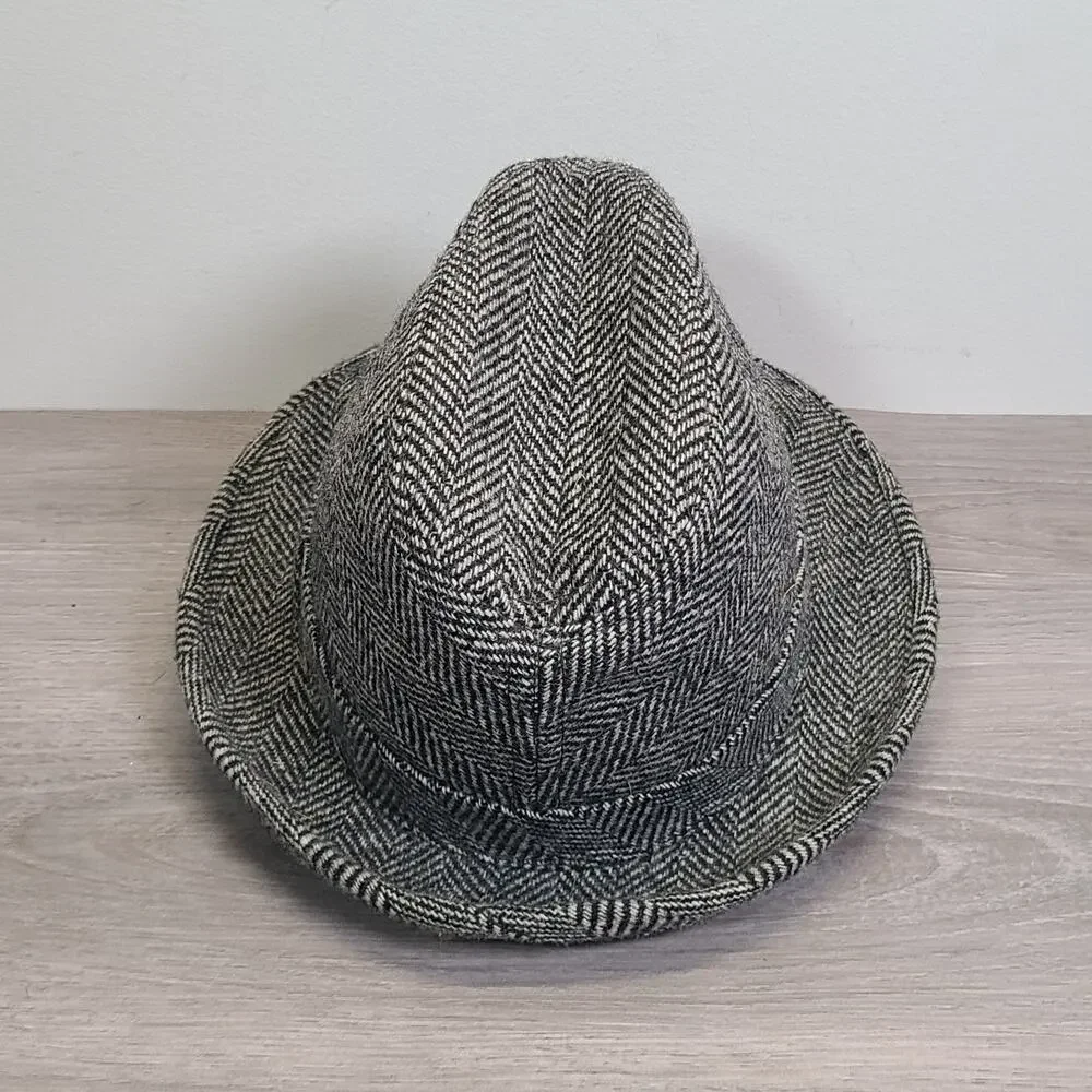 Dobbs 5th Ave NY‎ Wool Hat Fedora Herringbone Black Gray 6 7/8 Classic Dapper